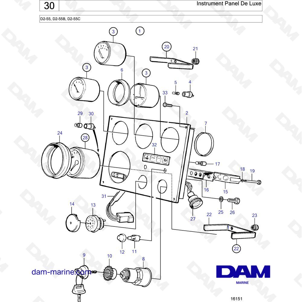 Spare parts and exploded views for Volvo Penta D255
